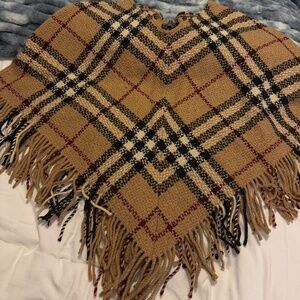 Vintage Burberry London Cashmere Wool Poncho / Cape